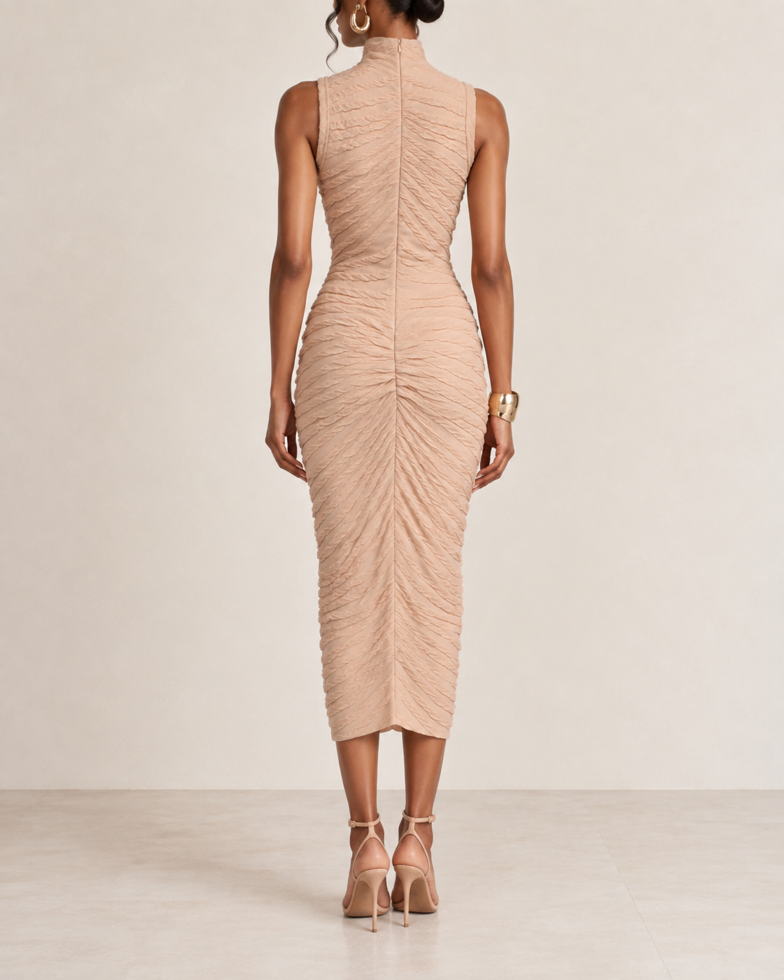 ALAÏA Sleeveless Mock Neck Midi Dress view 3