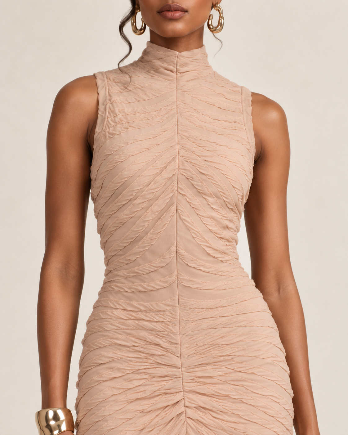 ALAÏA Sleeveless Mock Neck Midi Dress view 4
