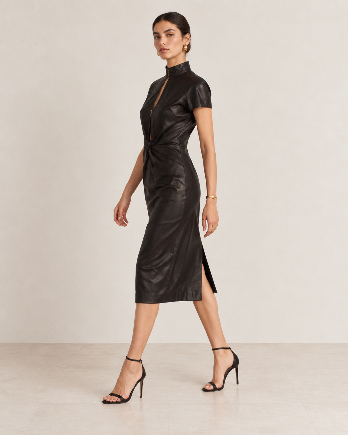 Yves Saint Laurent Tom Ford Era Leather Midi Dress view 2