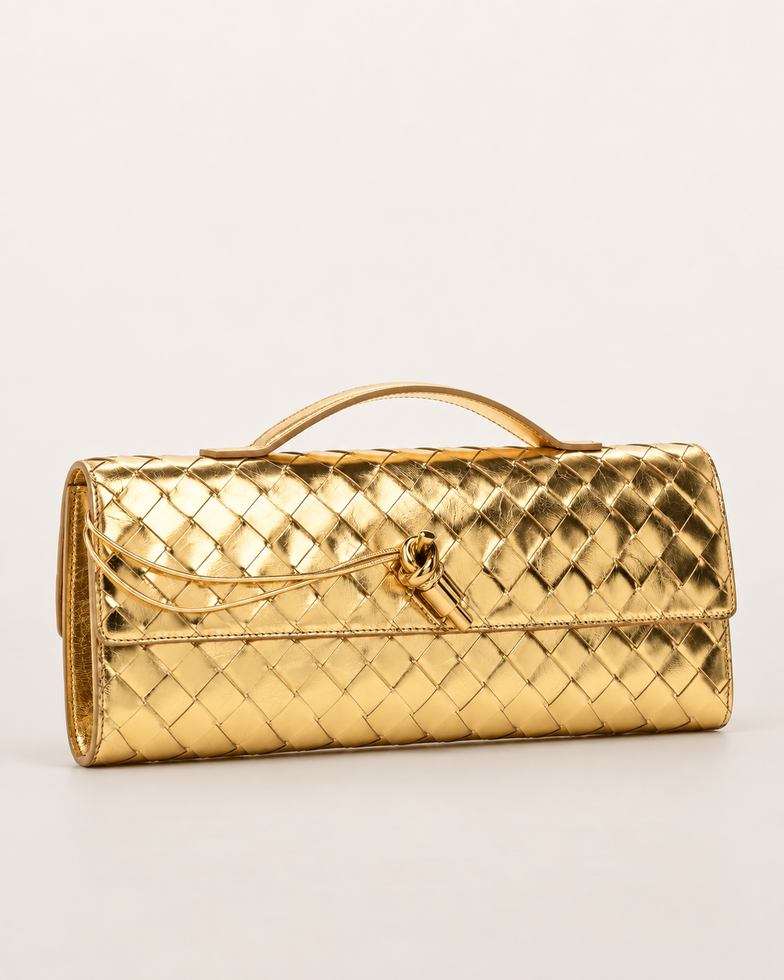 Bottega Veneta Gold Andiamo Clutch view 3