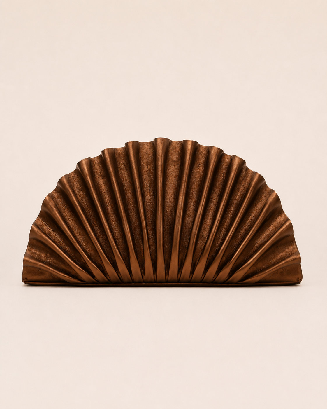 Cult Gaia Bronze Pleated Metallic Clutch Bag view 1