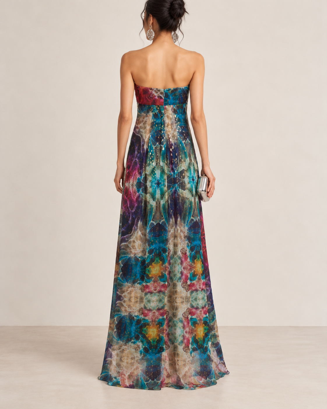 Valentino Blue Printed Silk Evening Gown view 2