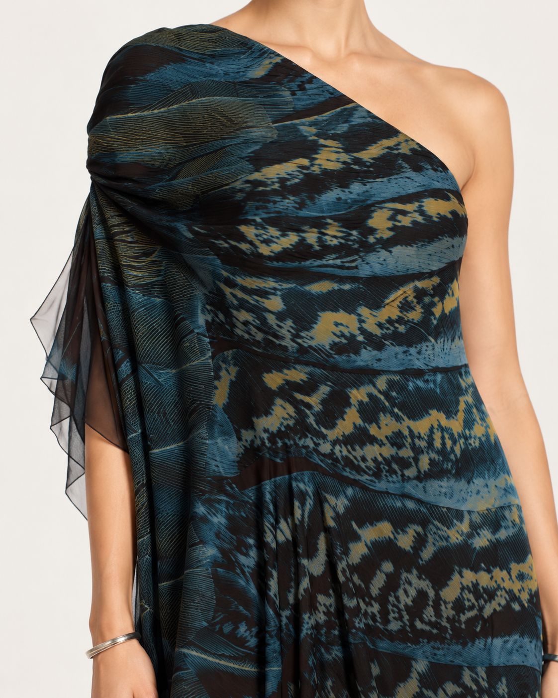 Roberto Cavalli Printed Silk One-Shoulder Maxi Dress view 3