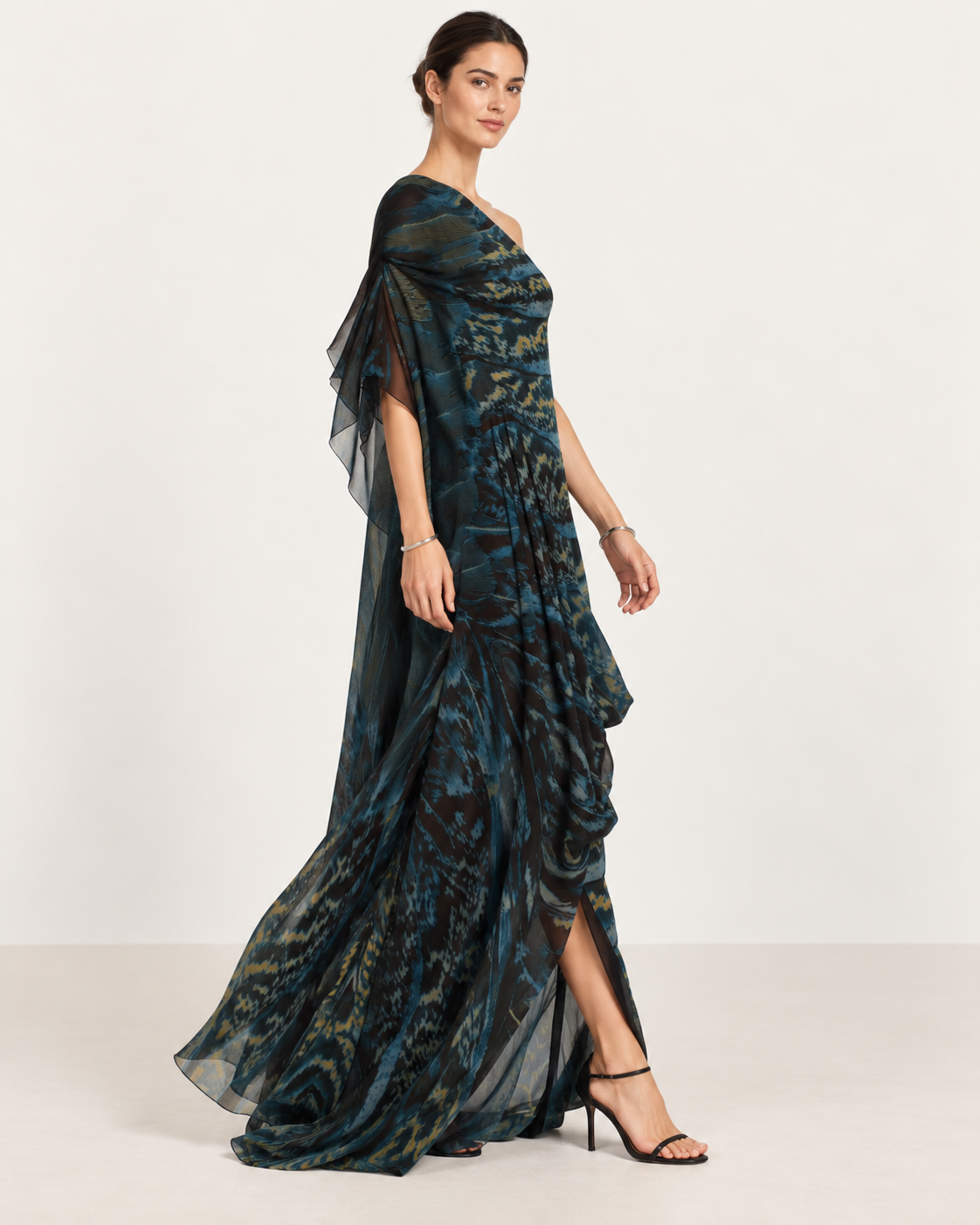 Roberto Cavalli Printed Silk One-Shoulder Maxi Dress view 2