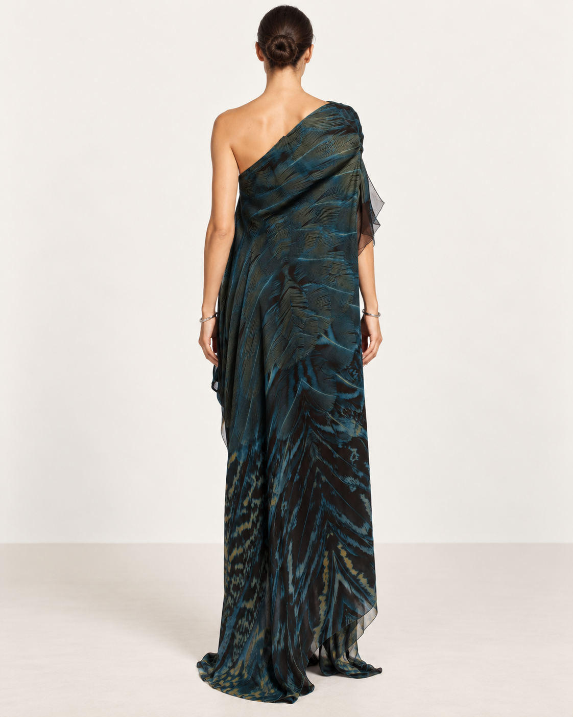 Roberto Cavalli Printed Silk One-Shoulder Maxi Dress view 4