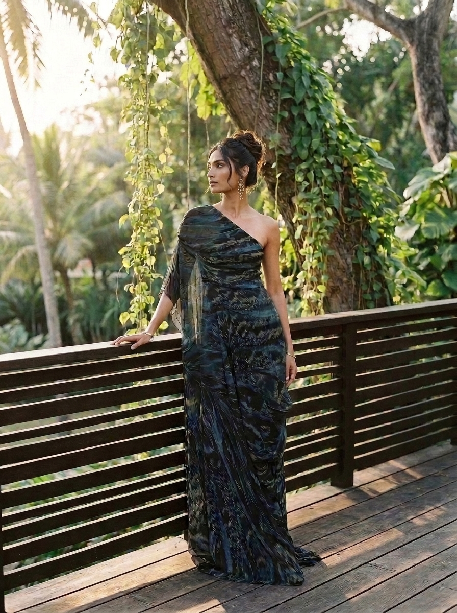 Roberto Cavalli Printed Silk One-Shoulder Maxi Dress view 5